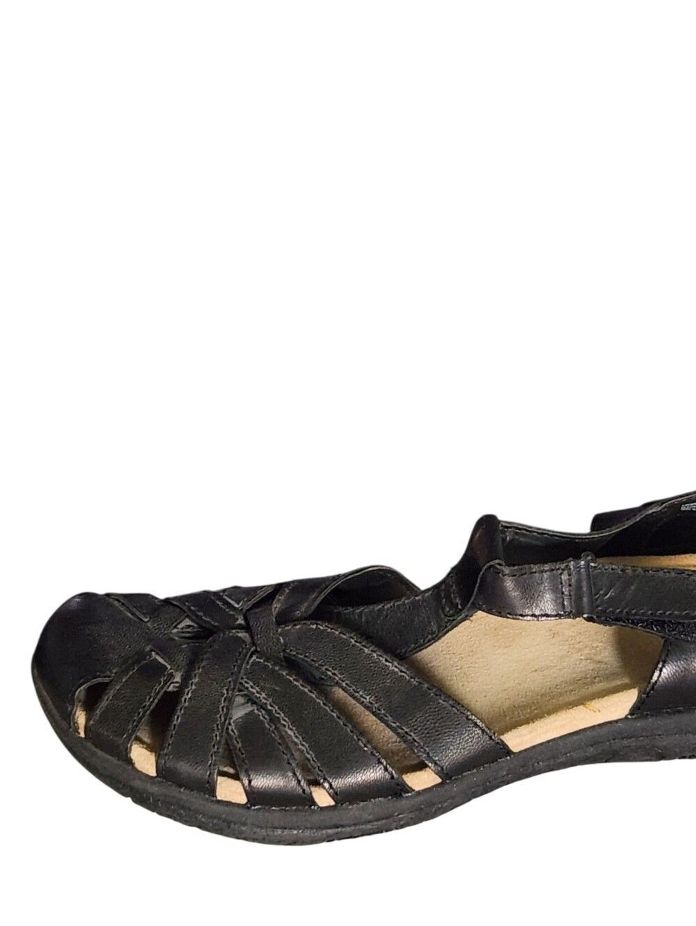 Earth Origins Black Sandals Size 9 M Savoy Sheva Closed Toe Strappy Leather Shoe